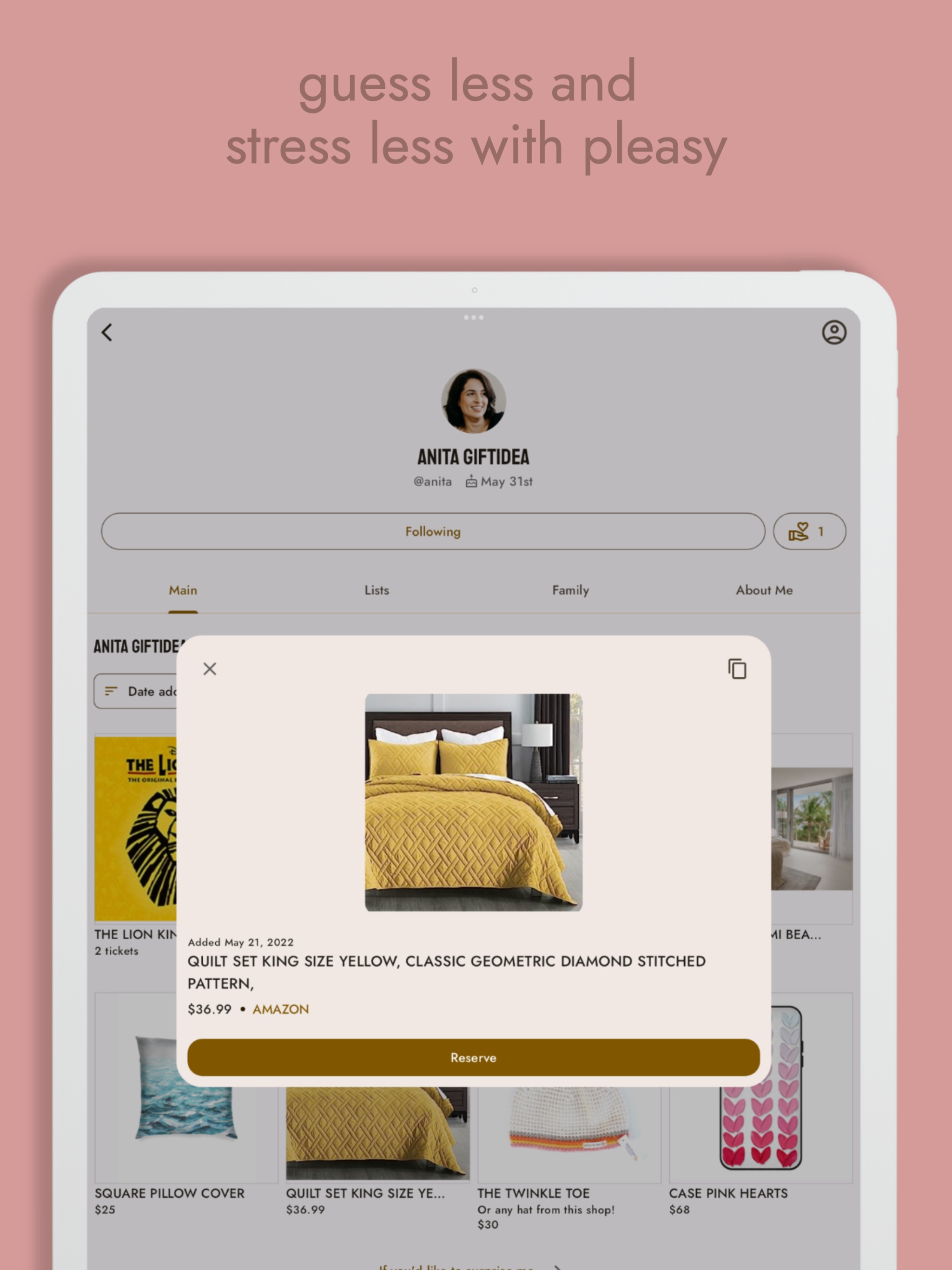 pleasy shared gift list on iPad
